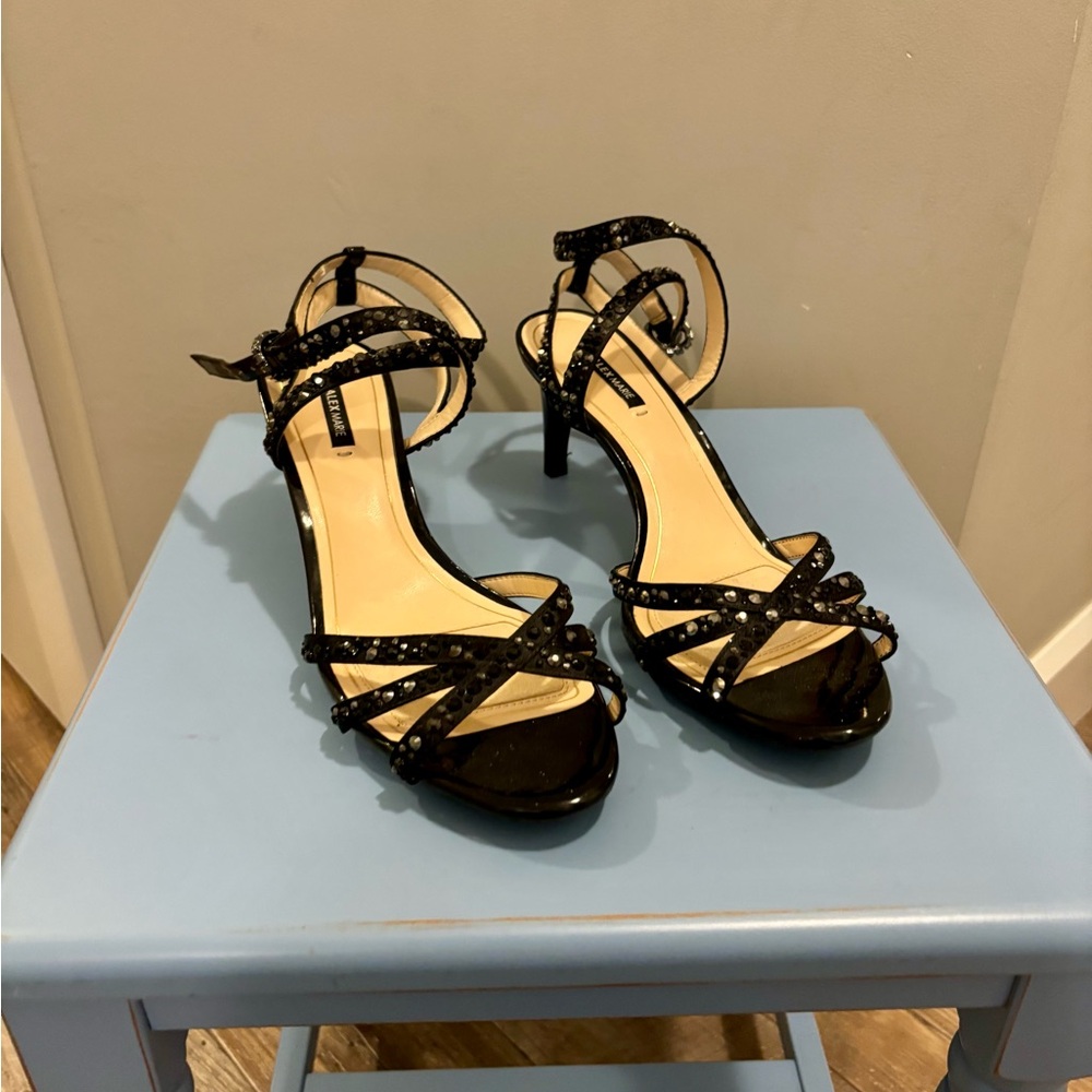 Alex Marie Black Strappy Heels with Studs